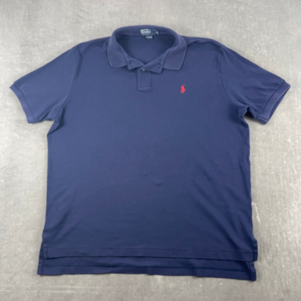 Polo Ralph Lauren Mens XL Navy Blue Polo Shirt Red Pony Logo Short Sleeve